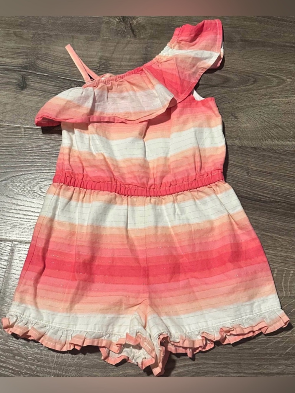 Janie and Jack Coral-Pink Ombre One-Shoulder Romper